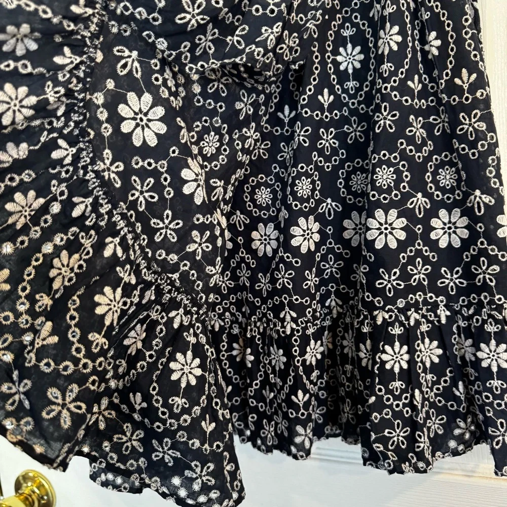 Kate Spade Shore Thing Eyelet Wrap Mini Skirt Navy White Size 14 Embroidered